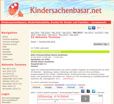 Desktop-Ansicht kindersachenbasar.net